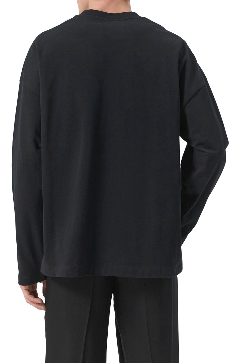 Мужская хлопковый лонгслив JIL SANDER черного цвета, арт. J22GC0200/J20244 | Фото 4 (Длина (для топов): Стандартные; Рукава: Длинные; Стили: Кэжуэл; Принт: Без принта; Материал внешний: Хлопок; Кросс-КТ: Джерси; Мужское Кросс-КТ: Футболка-одежда)