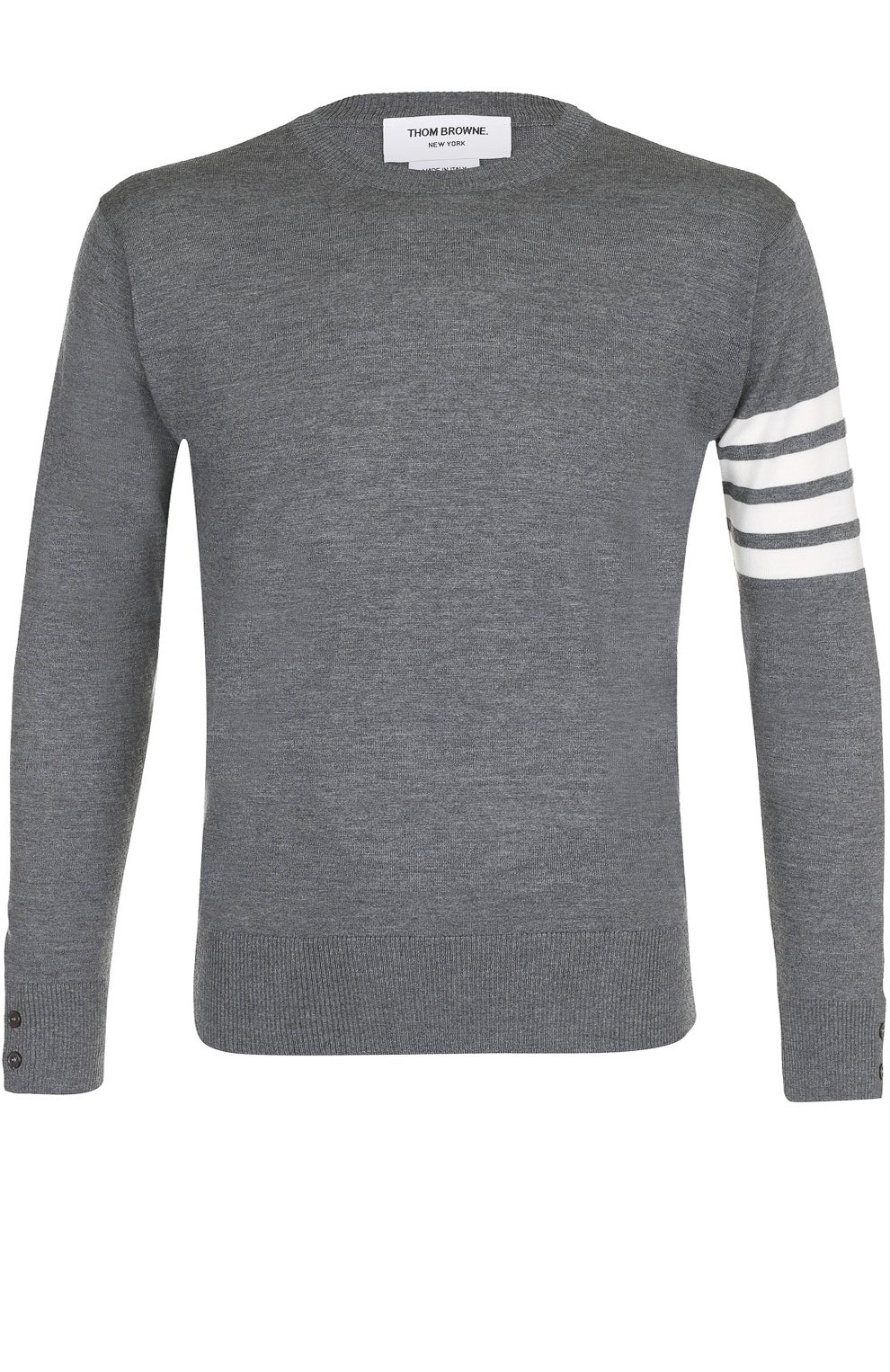 Шерстяной джемпер с контрастной отделкой и декоративными пуговицами THOM BROWNE, арт. MKA002A-00014, фото 1