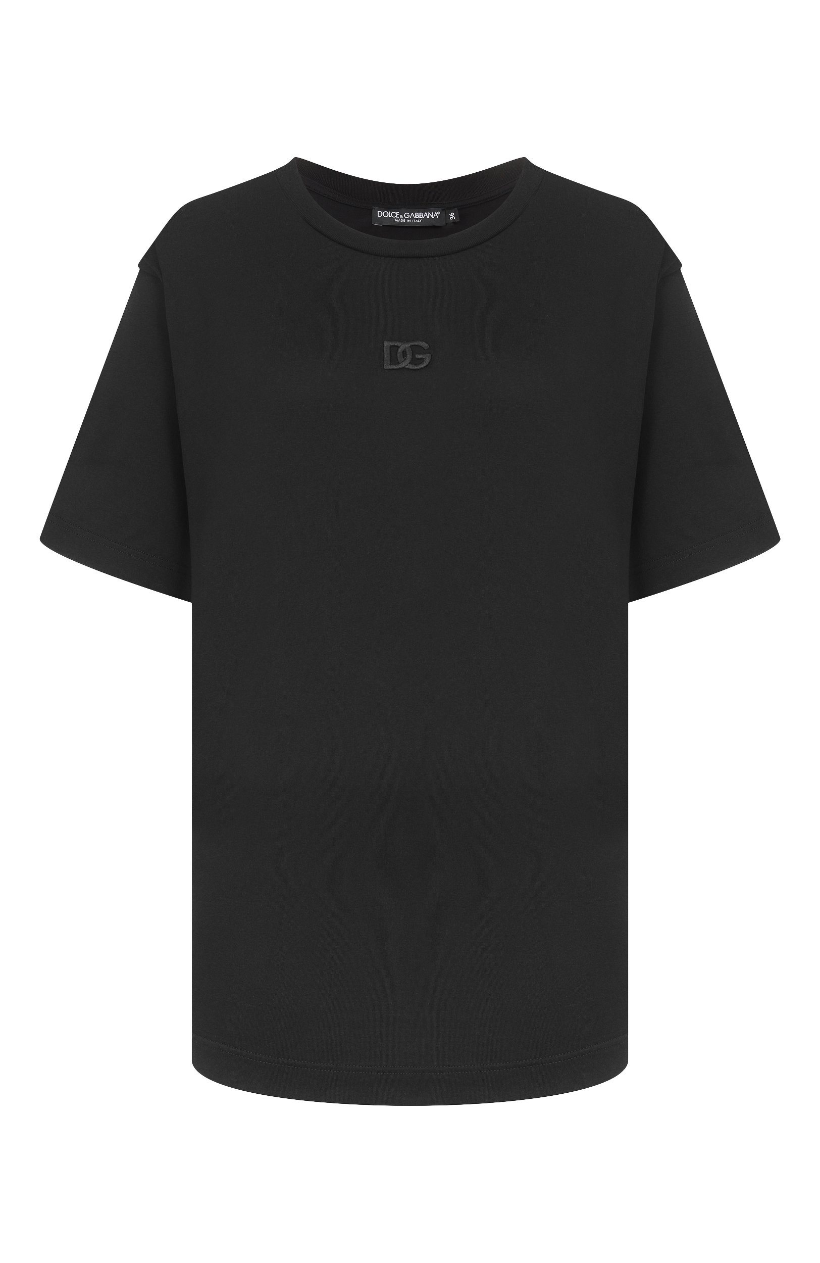 Хлопковая футболка DOLCE & GABBANA черного цвета по цене 52150 руб., арт. F8W64Z/GDDYD, фото 1 Хлопковая футболка DOLCE & GABBANA, арт. F8W64Z/GDDYD, фото 1