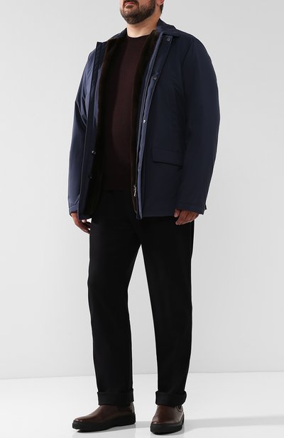 Куртка на молнии с внутренней меховой отделкой LORO PIANA синего цвета по цене 799500 руб., арт. FAI2084, фото 2 Куртка на молнии с внутренней меховой отделкой LORO PIANA, арт. FAI2084, фото 2