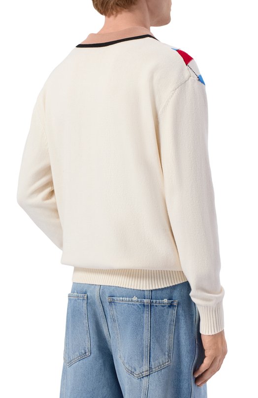 Свитер из хлопка и шерсти Dries Van Noten 021237/3730 Белый  021237/3730 Фото 4