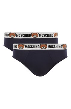 Мужские комплект из двух брифов MOSCHINO темно-синего цвета, арт. 231V1/A1385/4402 | Фото 1 (Кросс-КТ: бельё; Материал сплава: Проставлено; Нос: Не проставлено; Материал внешний: Хлопок; Мужское Кросс-КТ: Тру�сы)