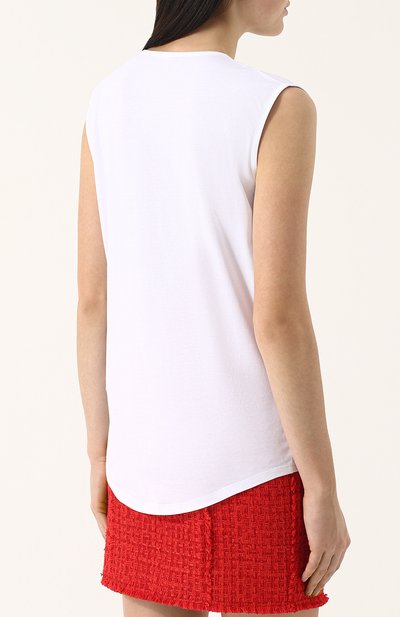 Хлопковый топ с круглым вырезом и логотипом бренда BALMAIN, арт. 138105/326I, фото 4