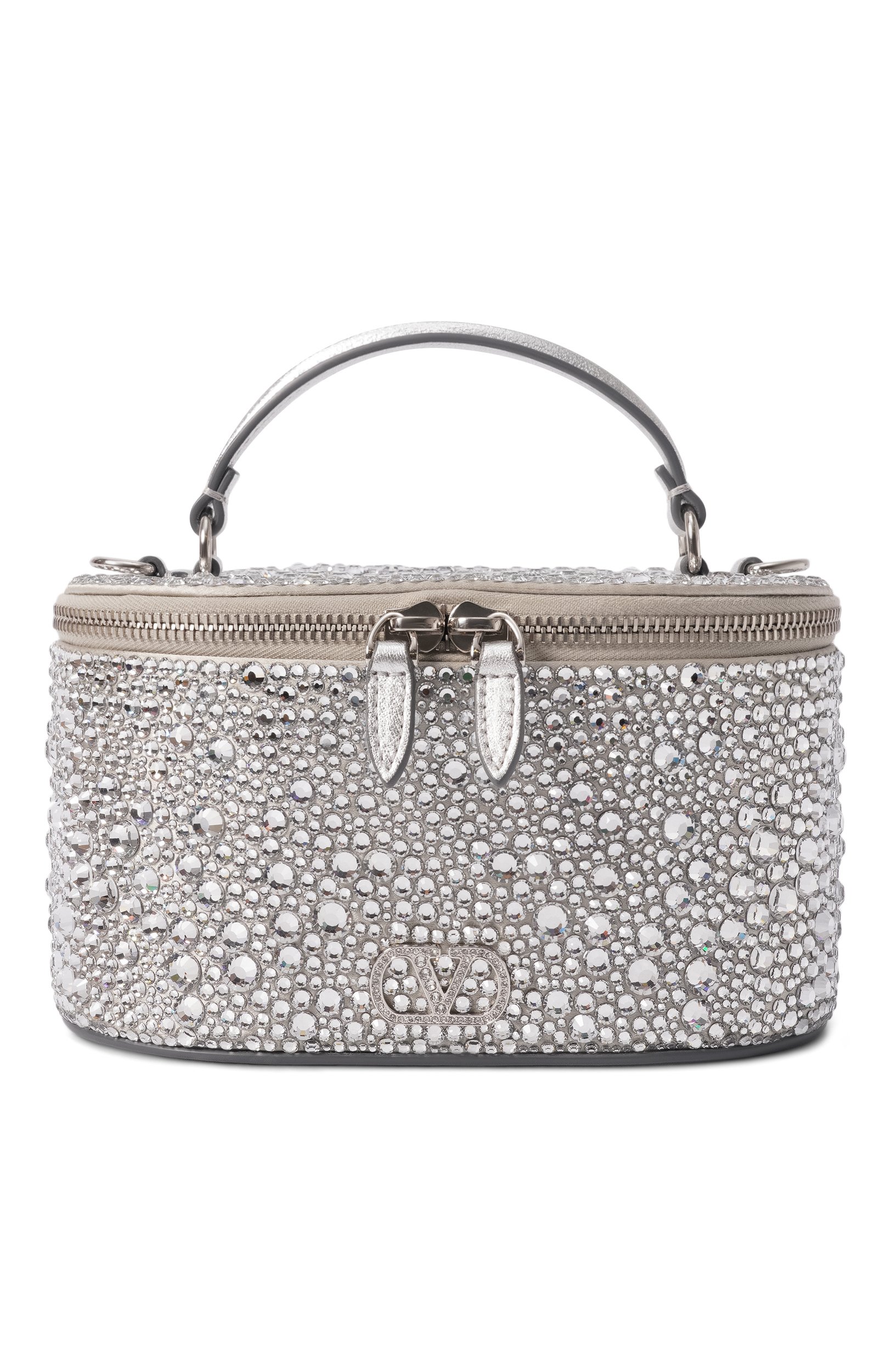 Сумка vlogo VALENTINO серебряного цвета по цене 321500 руб., арт. 9W2P0AX8/HGD, фото 1 Сумка vlogo VALENTINO, арт. 9W2P0AX8/HGD, фото 1