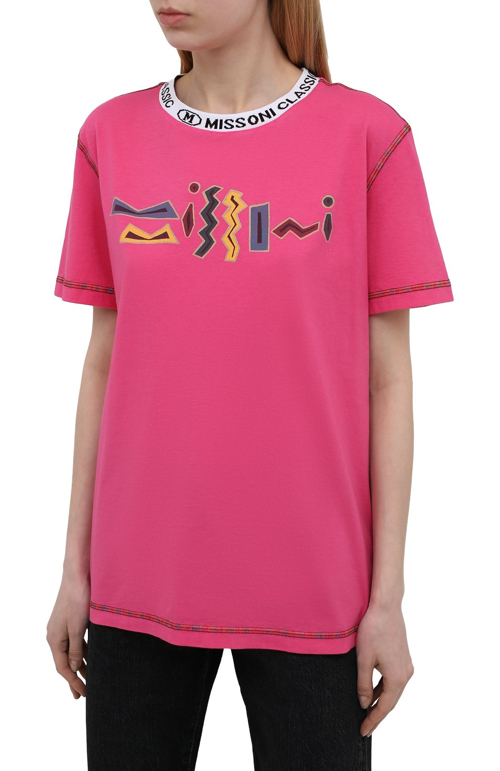 Хлопковая футболка M MISSONI розового цвета по цене 16650 руб., арт. 2DL00085/2J005E, фото 3 Хлопковая футболка M MISSONI, арт. 2DL00085/2J005E, фото 3