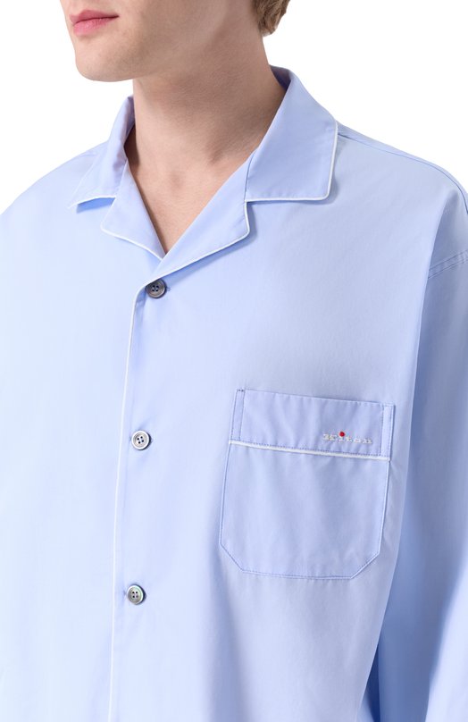 Хлопковая сорочка Kiton UNWM011K0244H04 Голубой  UNWM011K0244H04 Фото 5
