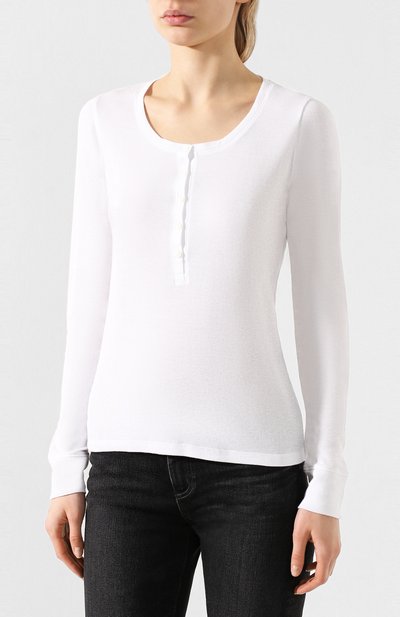 Хлопковый лонгслив-хенли RAG AND BONE белого цвета по цене 17550 руб., арт. WCC20ST057JR57, фото 3 Хлопковый лонгслив-хенли RAG AND BONE, арт. WCC20ST057JR57, фото 3