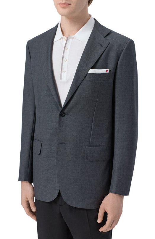 Шерстяной пиджак Kiton UA81K0127023_1 Серый  UA81K0127023_1 Фото 4