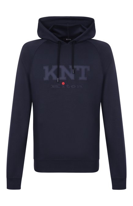 Мужской худи из вискозы KNT темно-синего цвета, арт. UMM062101 | Фото 1 (Рукава: Длинные; Драгоценные камни: Проставлено; Материал сплава: Проставлено; Материал внешний: Вискоза; Длина (для топов): Стандартные)