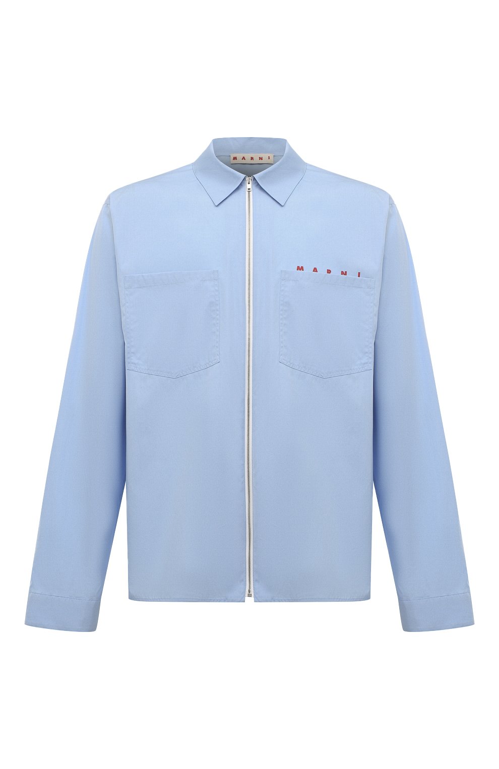 Хлопковая куртка-рубашка MARNI голубого цвета по цене 73600 руб., арт. CUMU0297P0/USCT88, фото 1 Хлопковая куртка-рубашка MARNI, арт. CUMU0297P0/USCT88, фото 1