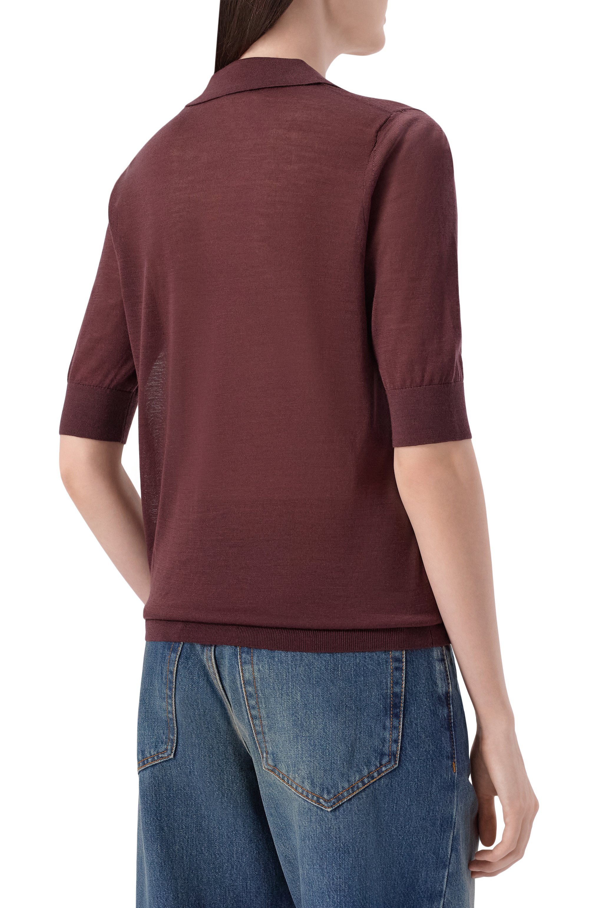 Поло из лиоцелла и шерсти BOSS коричневого цвета по цене 21800 руб., арт. 50556668, фото 4 Поло из лиоцелла и шерсти BOSS, арт. 50556668, фото 4