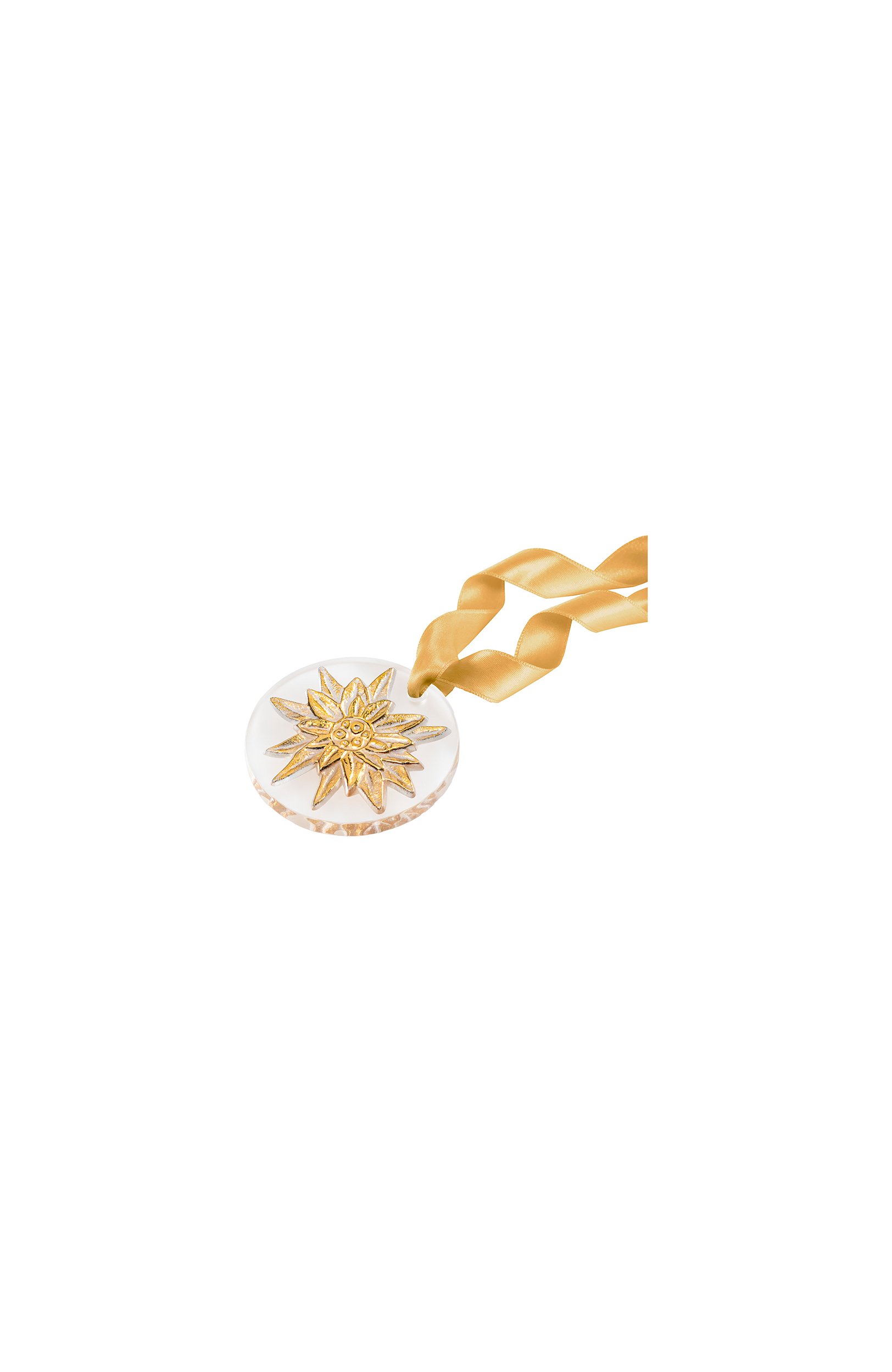 Рождественский медальон edelweiss LALIQUE золотого цвета по цене 26100 руб., арт. 10875300, фото 1 Рождественский медальон edelweiss LALIQUE, арт. 10875300, фото 1
