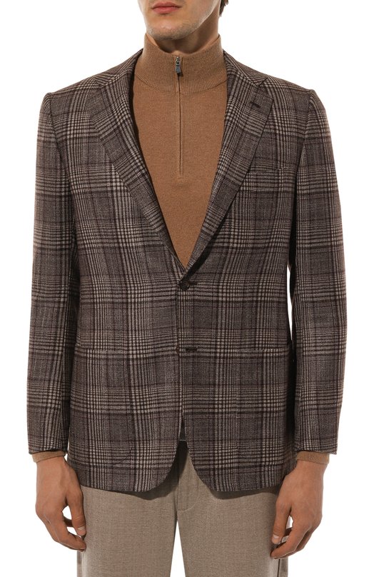 Пиджак из шерсти и кашемира Kiton UG81K0124E22 Коричневый  UG81K0124E22 Фото 5