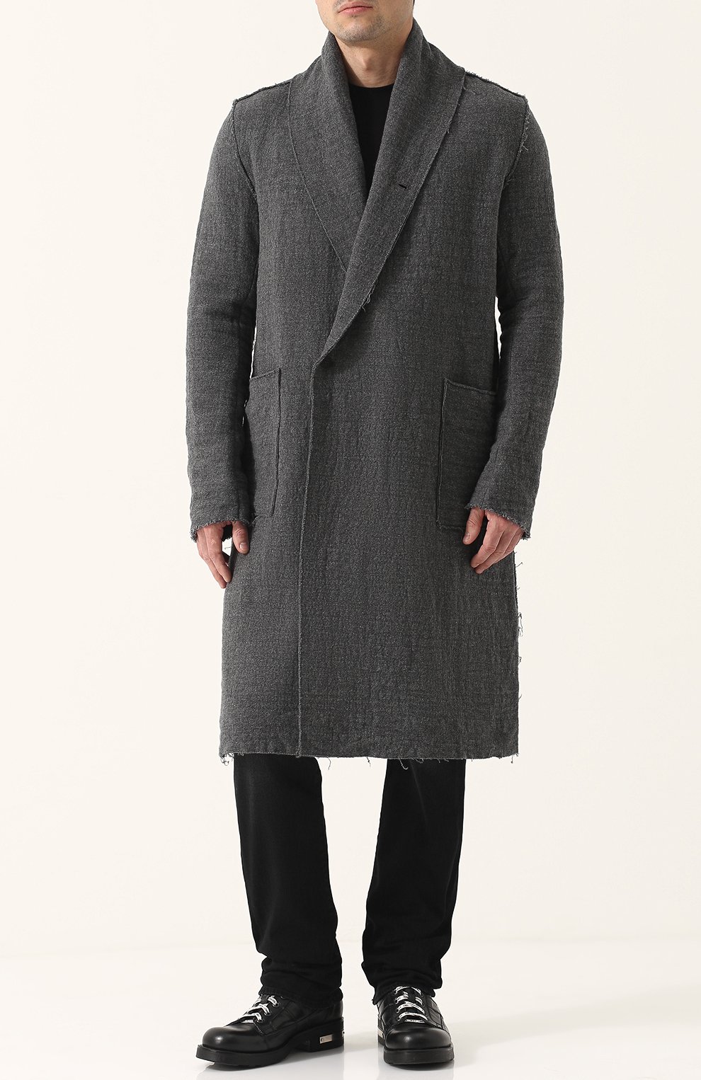 Однобортное шерстяное пальто с шалевым воротником POEME BOHEMIEN, арт. CP-20 N/W-500, фото 2