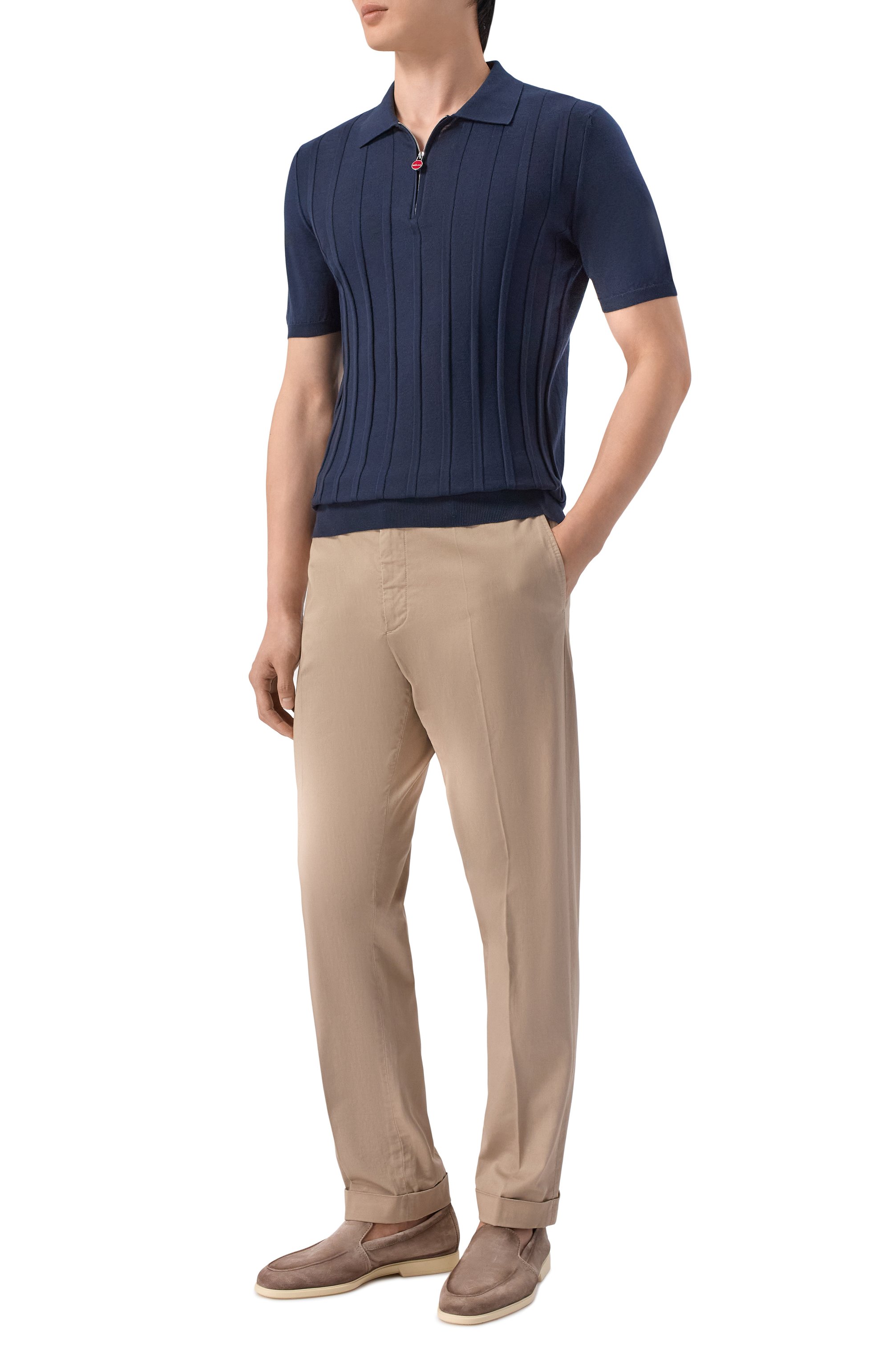 Хлопковое поло KITON темно-синего цвета по цене 199500 руб., арт. UMK0707, фото 2 Хлопковое поло KITON, арт. UMK0707, фото 2