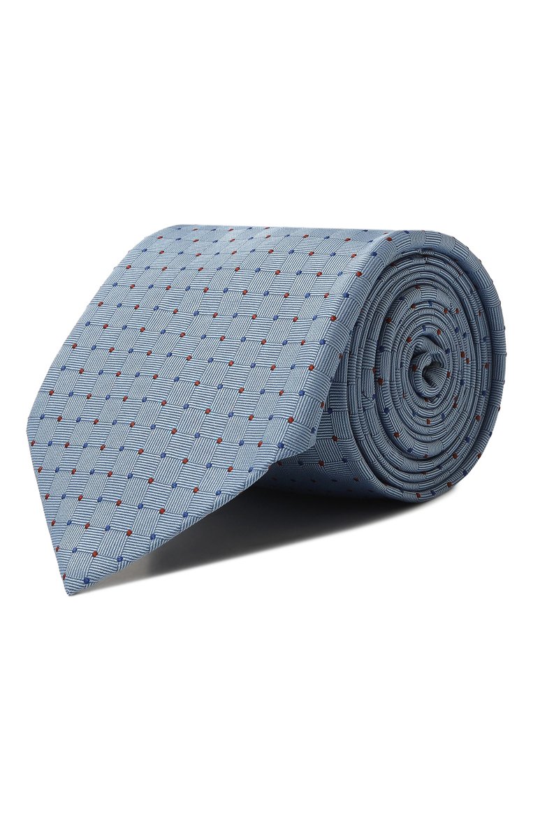 Мужской шелковый галстук BROUBACK голубого цвета, арт. TIE 8CM/SS24 | Фото 1 (Нос: Не проставлено; Материал сплава: Проставлено; Материал: Текстиль, Шелк; Принт: С принтом)