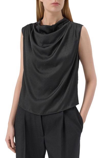 Атласный топ HUGO черного цвета по цене 21950 руб., арт. 50547697, фото 3 Атласный топ HUGO, арт. 50547697, фото 3