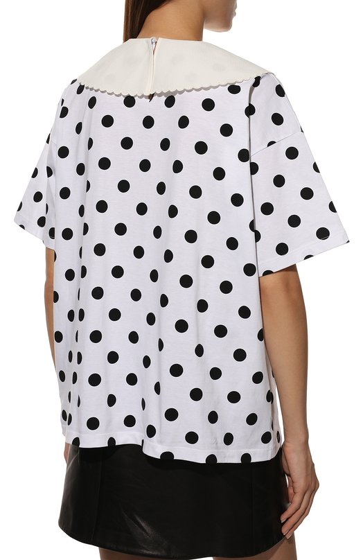 Хлопковая футболка Miu Miu MJN311-1ZF4-F0964 Белый  MJN311-1ZF4-F0964 Фото 4