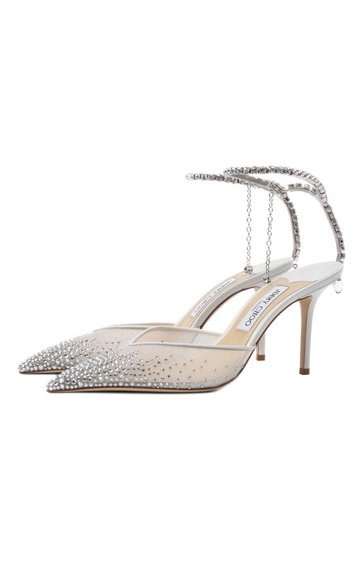 Комбинированные туфли Saeda 85 Jimmy Choo SAEDA85BGM Белый SAEDA85BGM