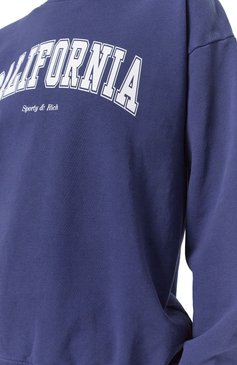 Женский хлопковый свитшот SPORTY AND RICH темно-синего цвета, арт. ST071516501BL32 | Фото 5 (Рукава: Длинные; Длина (для топов): Стандартные; Стили: Спорт-шик; Женское Кросс-КТ: Свитшот-одежда; Материал внешний: Хлопок)