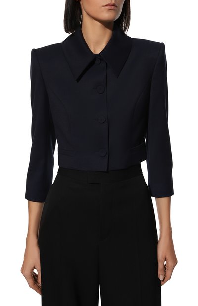 Шерстяной жакет ULYANA SERGEENKO темно-синего цвета по цене 220000 руб., арт. GCC004FW22P 2196т22, фото 3 Шерстяной жакет ULYANA SERGEENKO, арт. GCC004FW22P 2196т22, фото 3