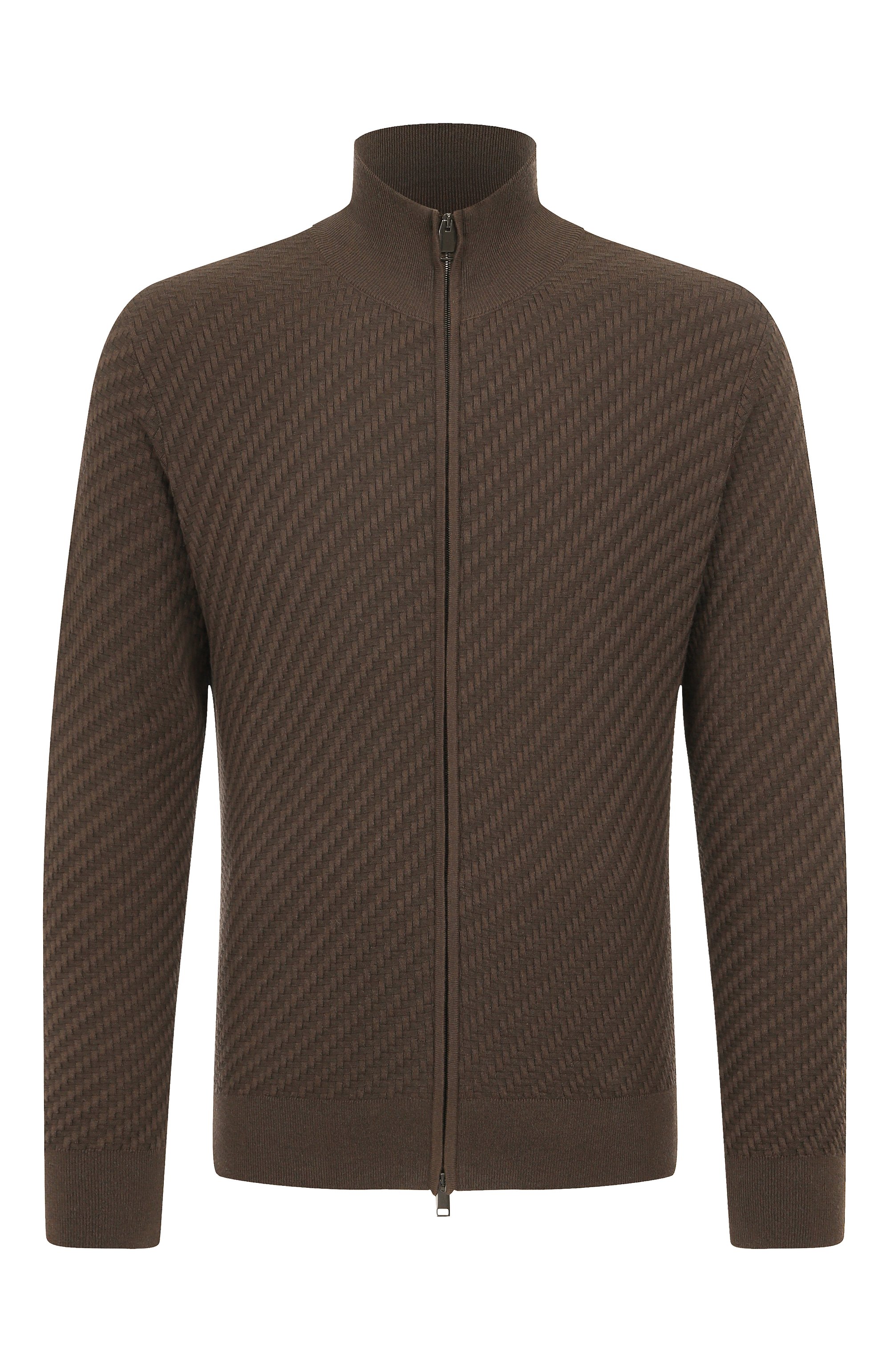 Кардиган из хлопка и шелка BRIONI темно-коричневого цвета по цене 198500 руб., арт. UMT20L/PAK22, фото 1 Кардиган из хлопка и шелка BRIONI, арт. UMT20L/PAK22, фото 1