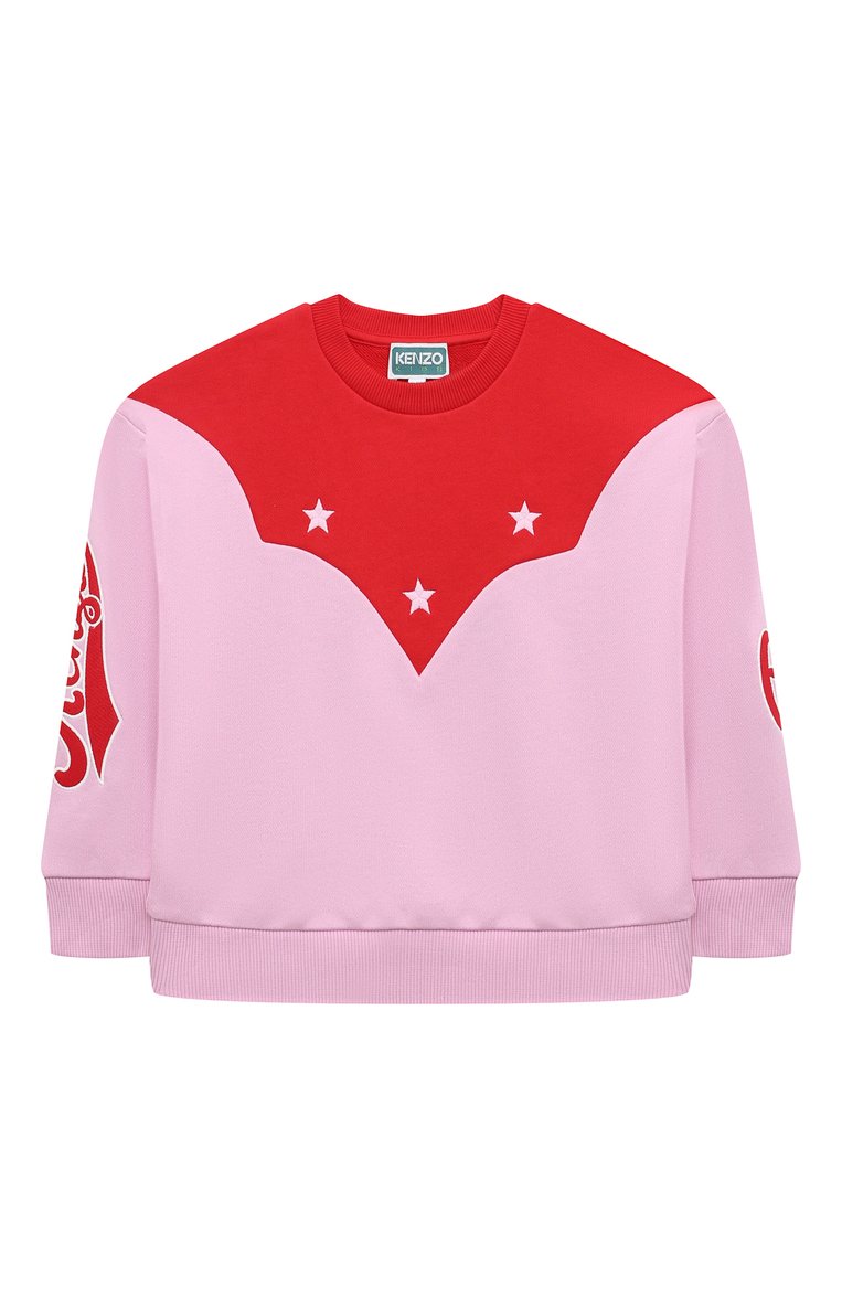 Детский хлопковый свитшот KENZO розового цвета, арт. K15702/3Y-5Y | Фото 1 (Материал внешний: Хлопок; Рукава: Длинные; Девочки Кросс-КТ: Свитшот-одежда)