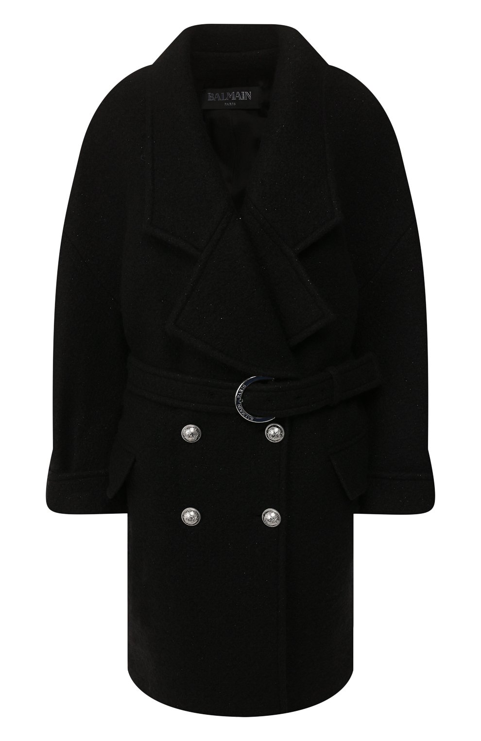 Шерстяное пальто BALMAIN черного цвета по цене 358000 руб., арт. SF28597/W039, фото 1 Шерстяное пальто BALMAIN, арт. SF28597/W039, фото 1