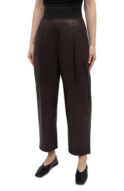Кожаные брюки BRUNELLO CUCINELLI коричневого цвета по цене 414000 руб., арт. M0TANP7486, фото 3 Кожаные брюки BRUNELLO CUCINELLI, арт. M0TANP7486, фото 3
