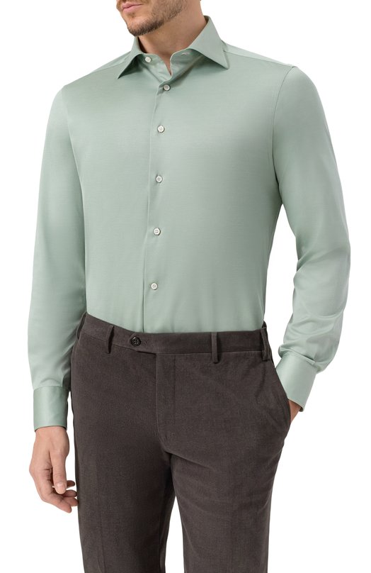 Хлопковая сорочка MVST SLIM/GABRIELLE/R0UND/1628-JERSEY (INTERL0CK) Зелёный  SLIM/GABRIELLE/R0UND/1628-JERSEY (INTERL0CK) Фото 3