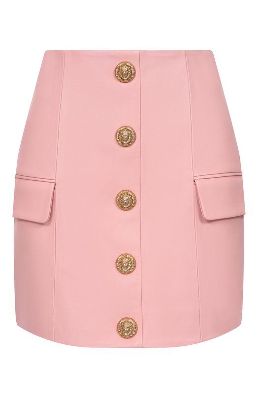 Кожаная юбка Balmain GF1LBB29/LE04 Розовый GF1LBB29/LE04
