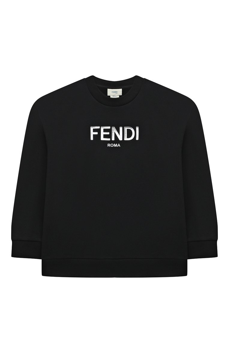 Детского хлопковый свитшот FENDI черного цвета, арт. JUH051/5V0/4-6 | Фото 1 (Материал сплава: Проставлено; Нос: Не проставлено; Материал внешний: Хлопок; Девочки Кросс-КТ: Свитшот-одежда)