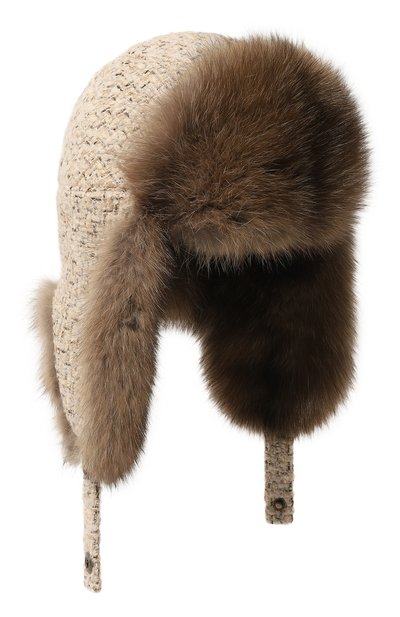 Кашемировая шапка-ушанка с отделкой из меха соболя BLACK SABLE, арт. BS-005F11/MW, фото 1