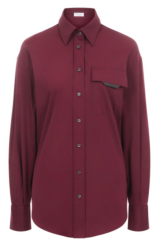 Хлопковая рубашка Brunello Cucinelli MP091MY516 Бордовый MP091MY516