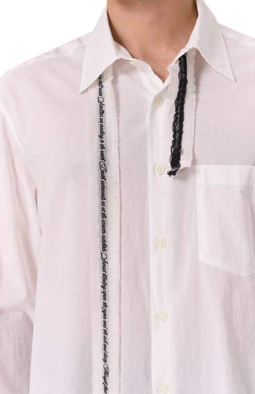 Хлопковая рубашка Ann Demeulemeester B0012776/FA026 Белый  B0012776/FA026 Фото 5