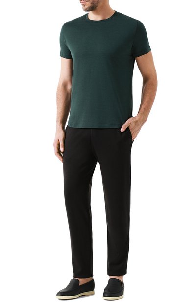 Футболка из шелка и хлопка LORO PIANA темно-зеленого цвета по цене 44200 руб., арт. FAF6128, фото 2 Футболка из шелка и хлопка LORO PIANA, арт. FAF6128, фото 2