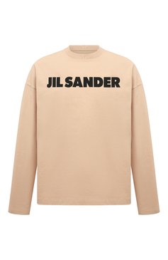 Мужская хлопковый лонгслив JIL SANDER бежевого цвета, арт. J22GC0136/J20215 | Фото 1 (Рукава: Длинные; Длина (для топов): Стандартные; Принт: С принтом; Материал сплава: Проставлено; Материал внешний: Хлопок; Драгоценные камни: Проставлено; Стили: Кэжуэл)