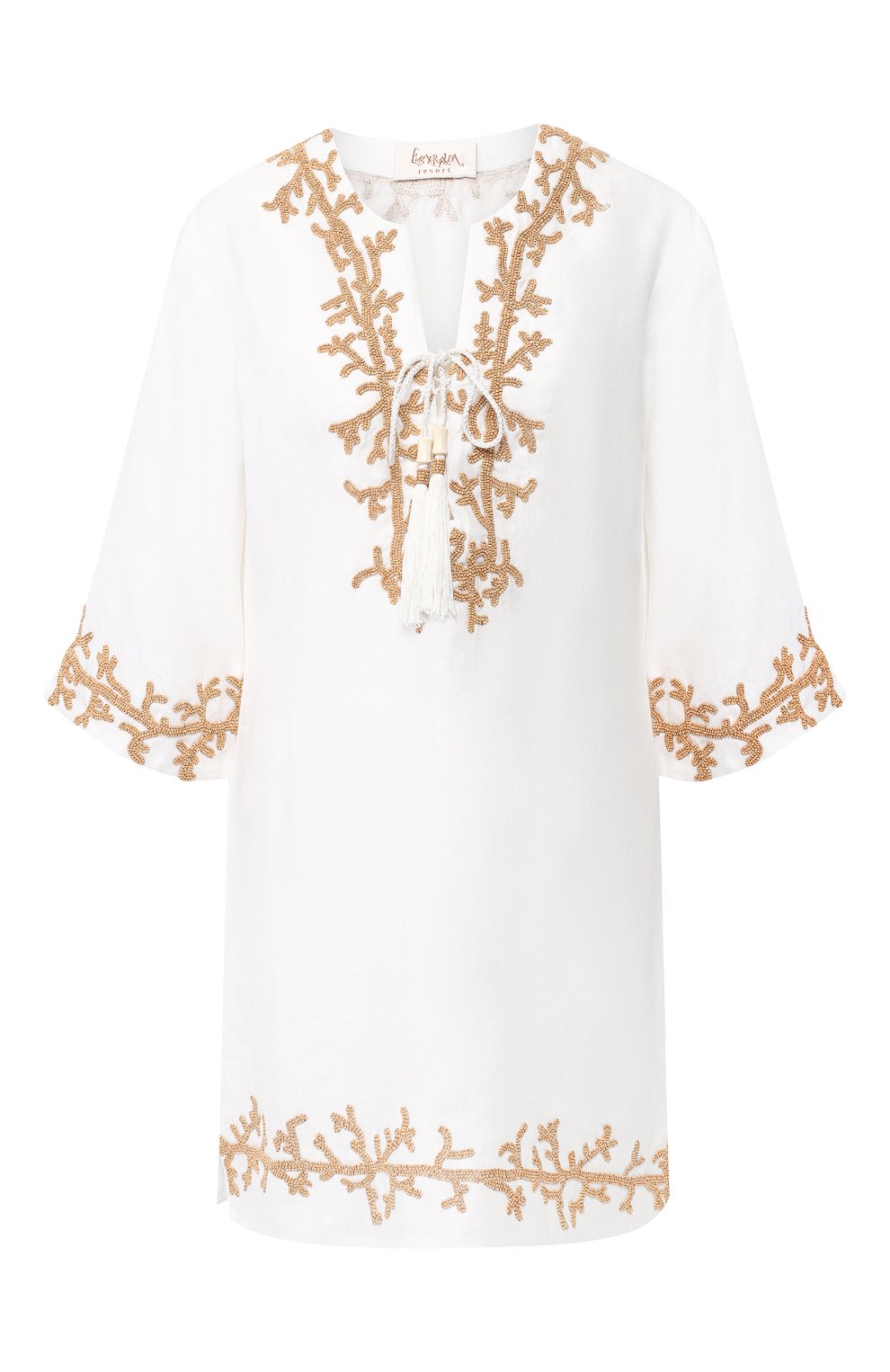 Льняная туника ESMERALDA RESORT белого цвета по цене 89950 руб., арт. KURTA SURYA DESIGN, фото 1 Льняная туника ESMERALDA RESORT, арт. KURTA SURYA DESIGN, фото 1
