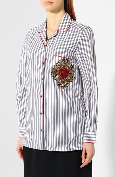 Рубашка из смеси хлопка и шелка DOLCE & GABBANA светло-серого цвета по цене 136500 руб., арт. F5G56Z/FB5M5, фото 3 Рубашка из смеси хлопка и шелка DOLCE & GABBANA, арт. F5G56Z/FB5M5, фото 3