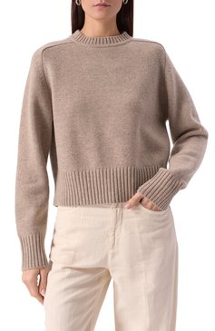 Женский кашемировый свитер EXTREME CASHMERE бежевого цвета, арт. 167-037-01-FE-01 | Фото 3 (Материал внешний: Шерсть, Кашемир; Рукава: Длинные; Длина (для топов): Стандартные; Стили: Кэжуэл; Женское Кросс-КТ: Свитер-одежда)