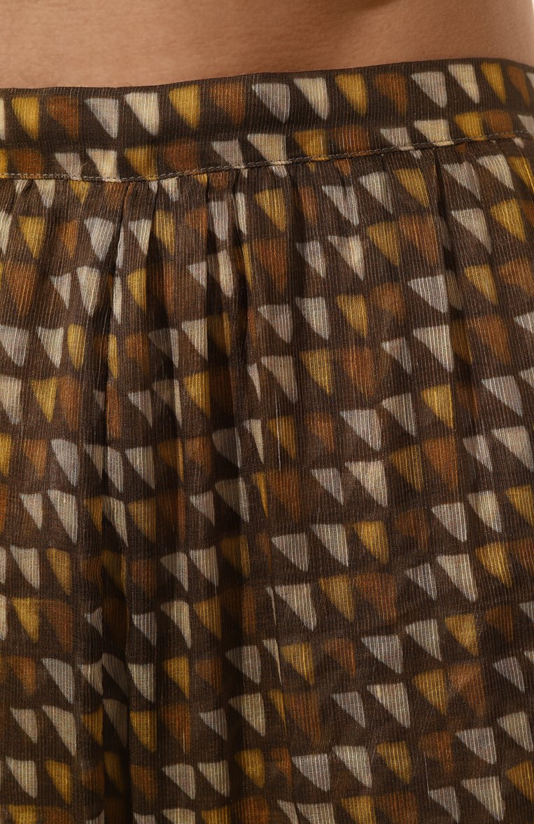 Женская юбка изо льна и шелка KITON коричневого цвета, арт. D49214TK0977C | Фото 5 (Материал внешний: Лен, Шелк; Длина Ж (юбки, платья, шорты): Макси; Стили: Кэжуэл)
