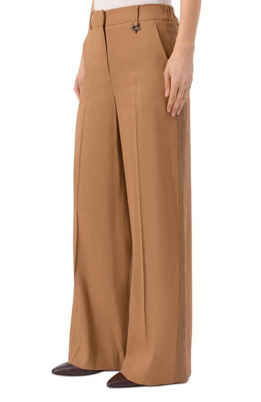 Брюки из о льна и вискозы Lorena Antoniazzi E2627PA01P/3347 Коричневый  E2627PA01P/3347 Фото 3