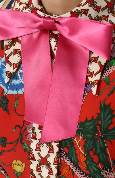 Приталенное шелковое платье-миди с принтом GUCCI, арт. 477336/ZJP71, фото 5