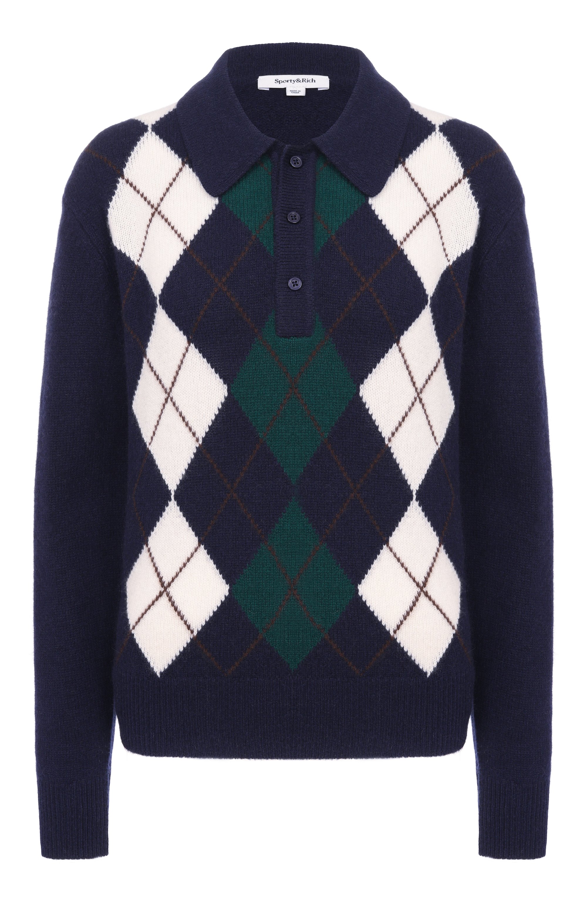 Поло из кашемира и шерсти SPORTY AND RICH, арт. WS07462300BL106, фото 1