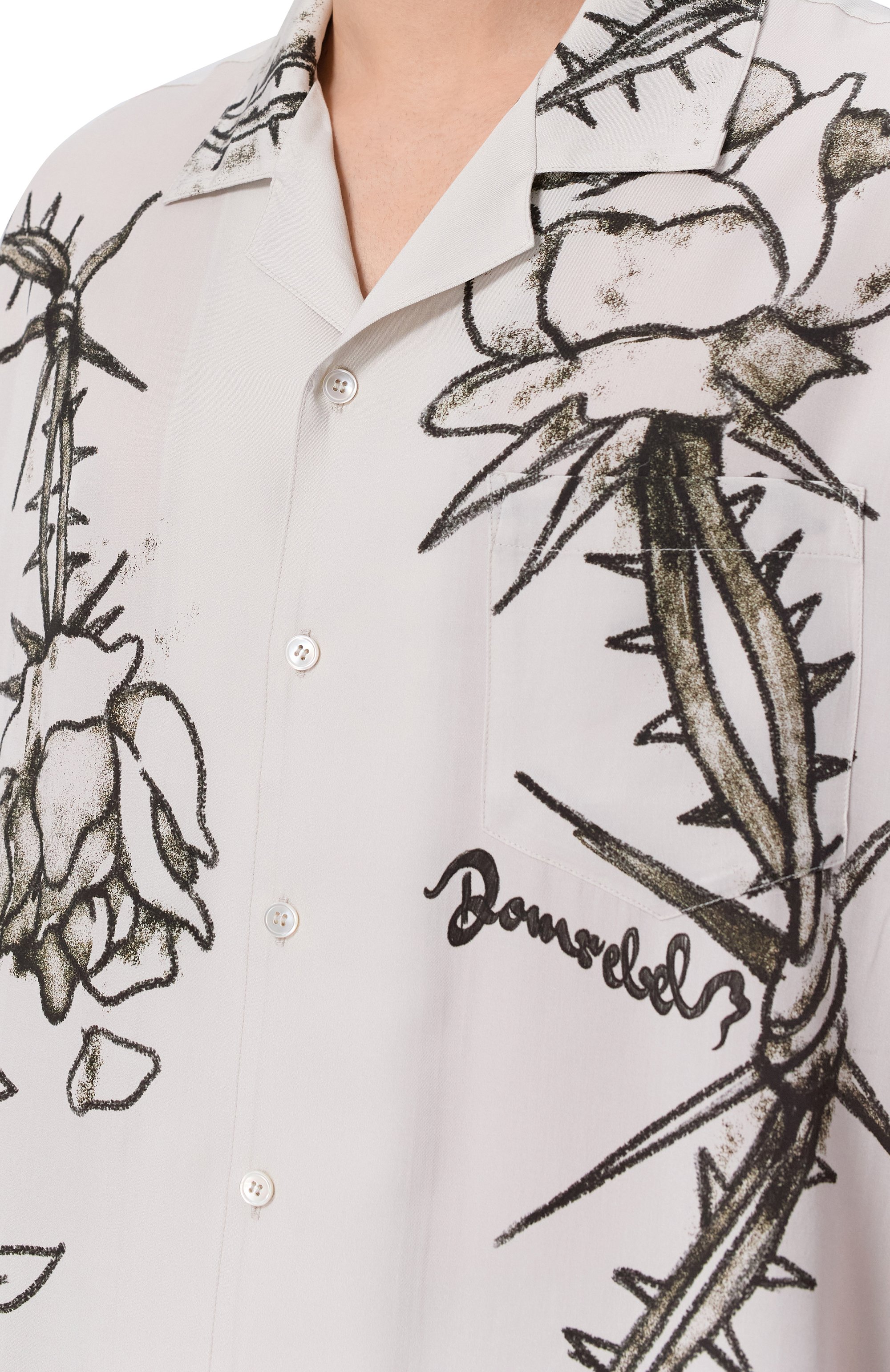 Рубашка из вискозы DOMREBEL кремового цвета по цене 41700 руб., арт. M INKED/CAMP C0LLAT SHIRT, фото 5 Рубашка из вискозы DOMREBEL, арт. M INKED/CAMP C0LLAT SHIRT, фото 5