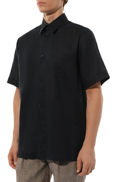 Льняная рубашка DOLCE & GABBANA темно-синего цвета по цене 72100 руб., арт. G5KE1Z/FU4IK, фото 3 Льняная рубашка DOLCE & GABBANA, арт. G5KE1Z/FU4IK, фото 3