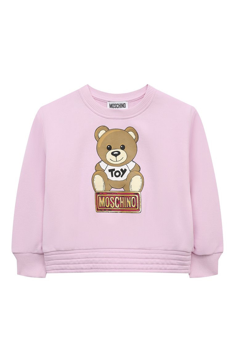 Детская комплект из свитшота и брюк MOSCHINO розового цве�та, арт. HDK020/LCA55/4A-8A | Фото 2 (Материал внешний: Хлопок, Синтетический материал; Материал сплава: Проставлено; Драгоценные камни: Проставлено; Рукава: Длинные; Девочки Кросс-КТ: Костюмы-спорт)