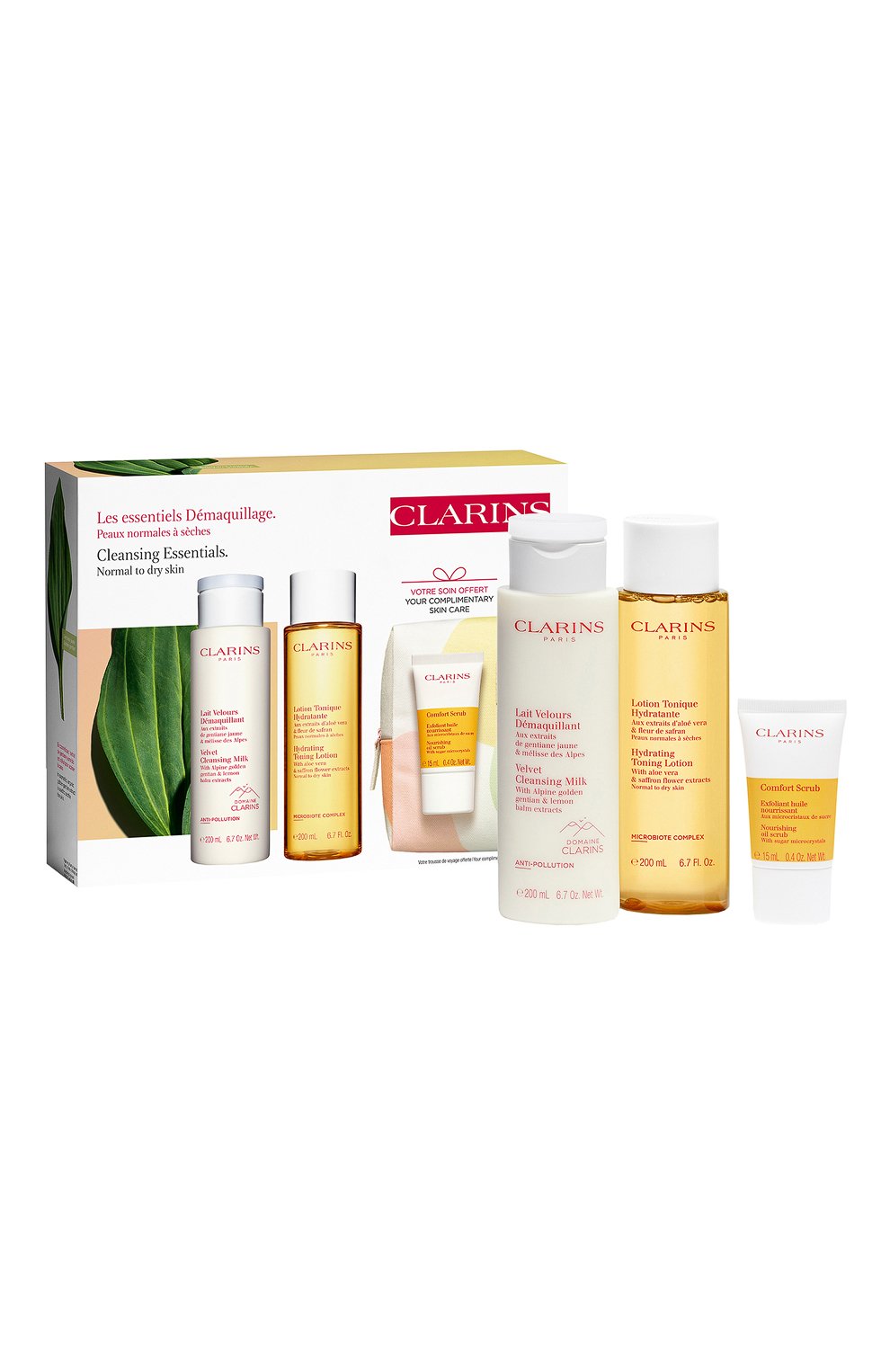 Набор в косметичке cleansing essentials normal to dry skin (2x200+15ml) CLARINS, арт. 80097022, фото 1