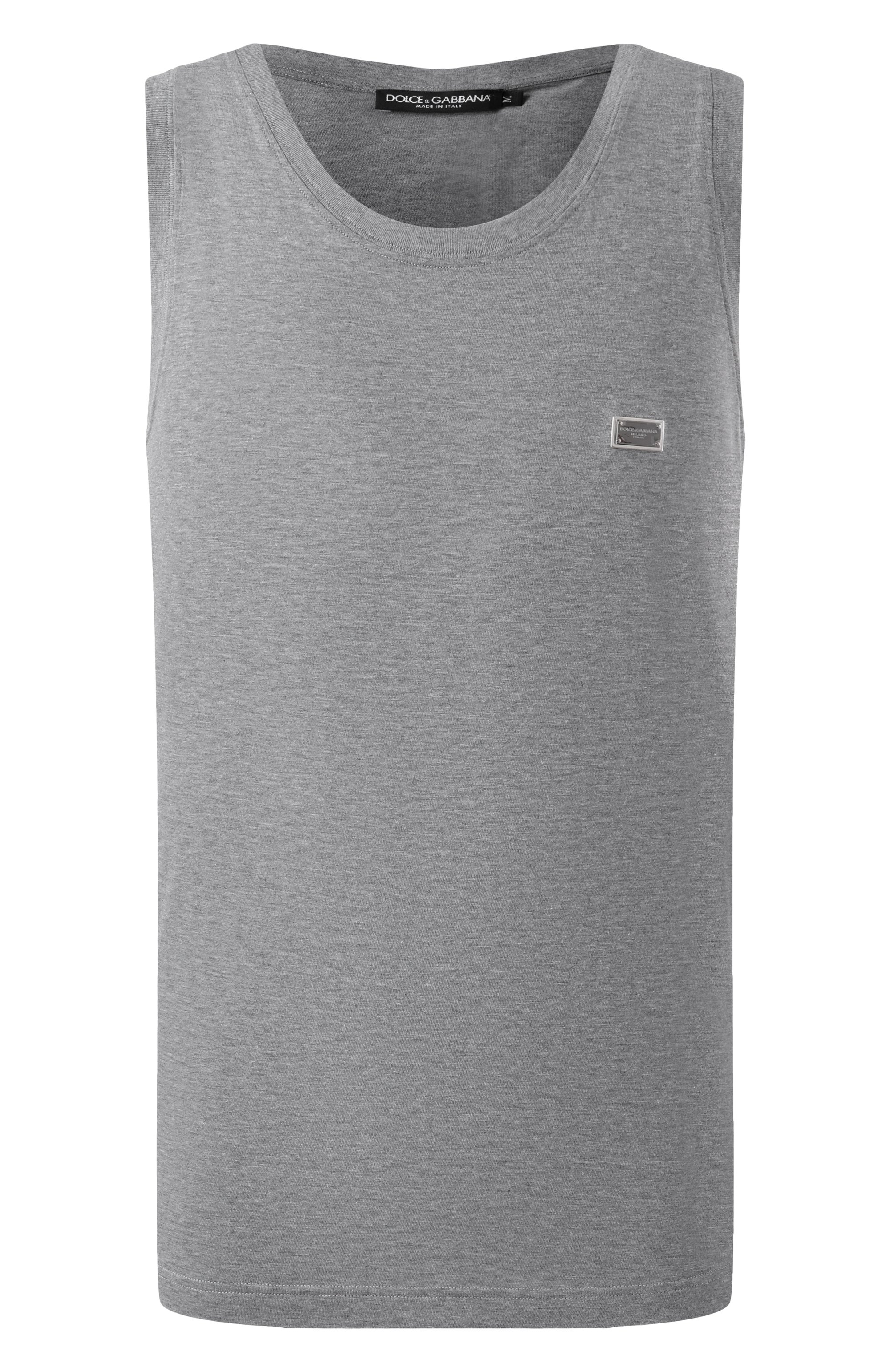 Хлопковая майка DOLCE & GABBANA серого цвета по цене 49950 руб., арт. G8QJ5T/G7N7A, фото 1 Хлопковая майка DOLCE & GABBANA, арт. G8QJ5T/G7N7A, фото 1