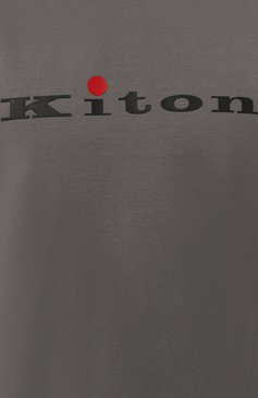 Мужской хлопковое худи KITON темно-с�ерого цвета, арт. UMK0289 | Фото 5 (Рукава: Длинные; Длина (для топов): Стандартные; Принт: С принтом; Мужское Кросс-КТ: Худи-одежда; Материал сплава: Проставлено; Материал внешний: Хлопок; Стили: Спорт-шик; Драгоценные камни: Проставлено)